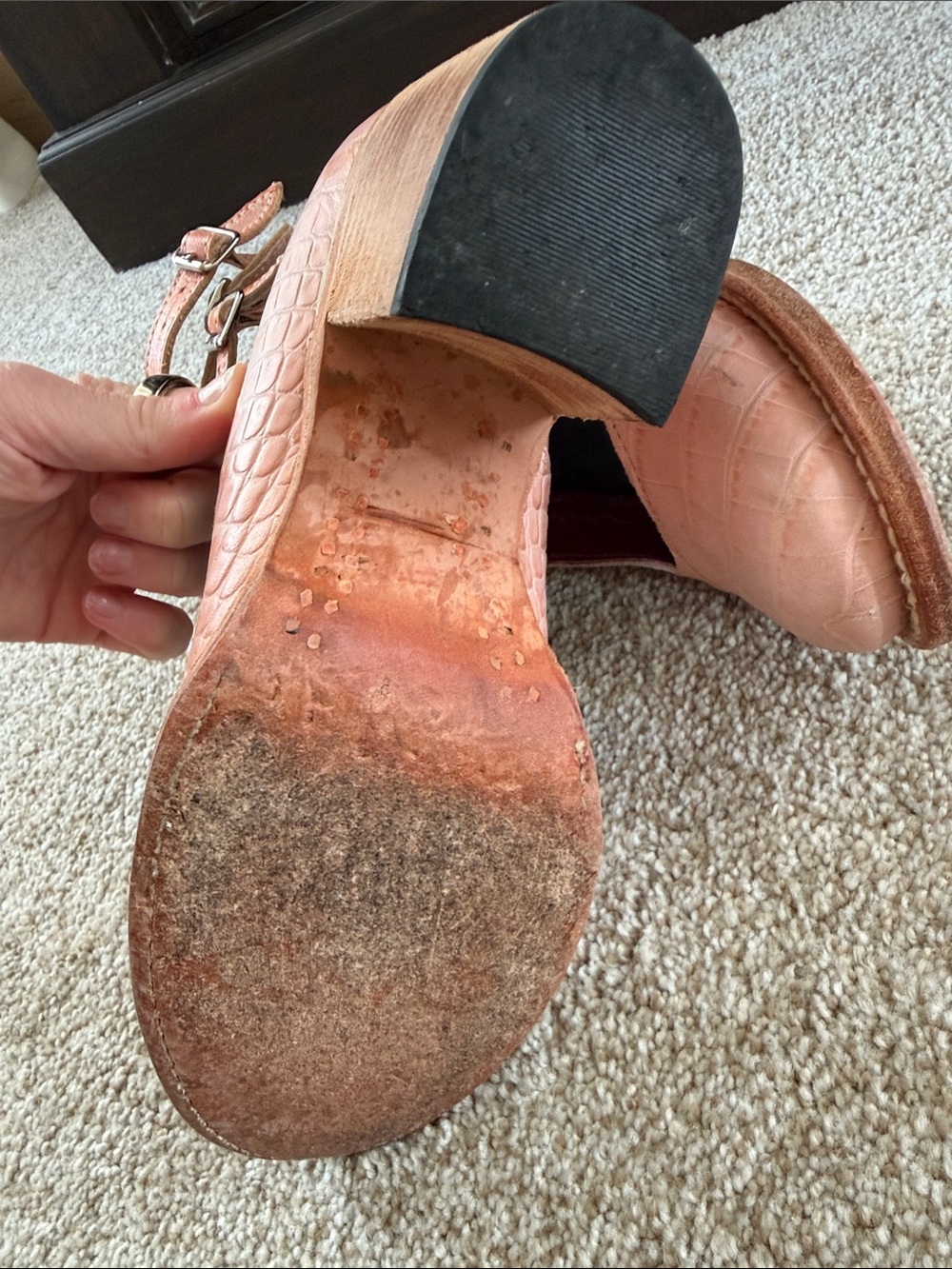 Freebird pink crocodile heeled with straps - Picture 8 of 8